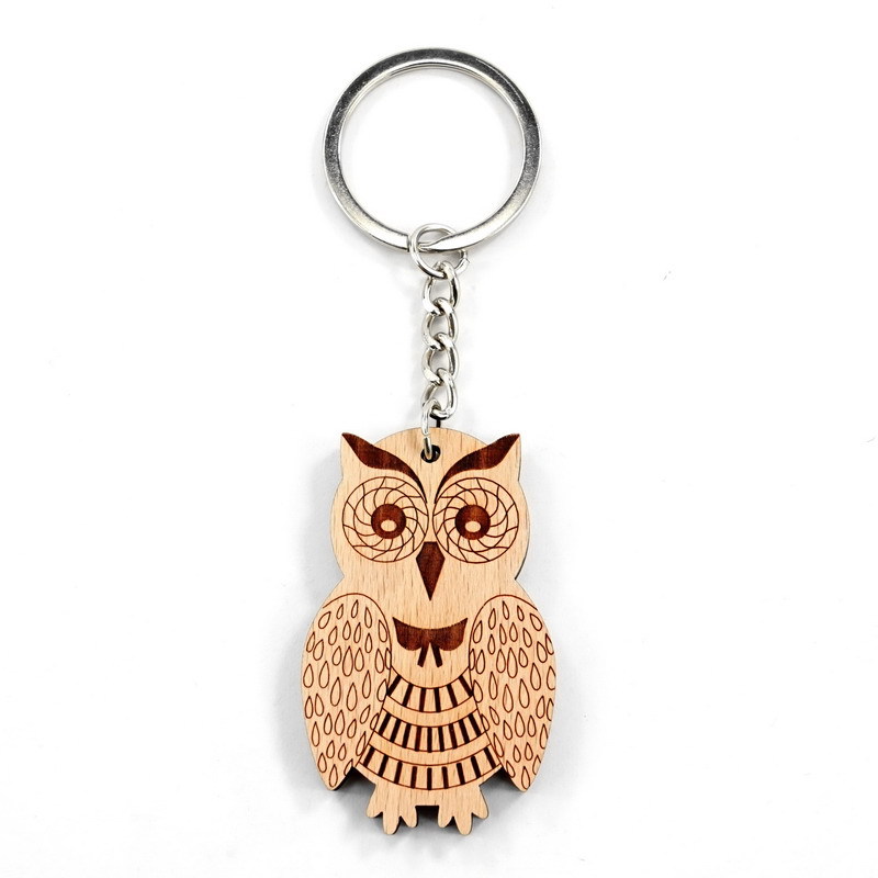 Owl Wood Keychain Giftarget Inc