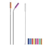 Straight / Bent Stainless Steel Straw w/ Silicone Tip (1 straw)