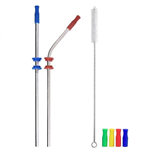 Straight / Bent Straw w/ Silicone Tip & Silicone Silencer (1 Straw)