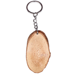 Oval Natural Wood Log Cut Keychain