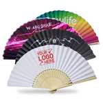 Folding Paper Fan with Bamboo Handle