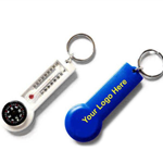 Plastic Compass Thermometer Keychain